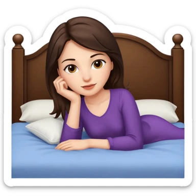 Brunette woman on bed sticker