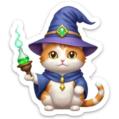 Penguin Wizard"A cute cat with a magical wizard hat, holding a tiny glowing potion."

 sticker