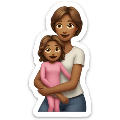 Maman qui fait un câlin à sa fille sticker