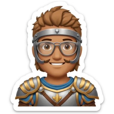 smiling gladiator in armor and geeky glasses sticker