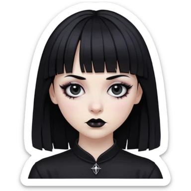 Faça uma zumbi com franja da subcultura gothc com o olho preto ela  sticker