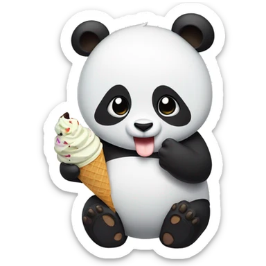 Panda eating ice cream sticker