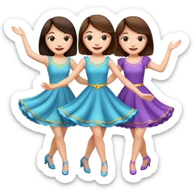 Triplets dancing all brunette sticker