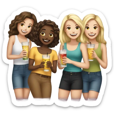 Group of 6 white  girls drinking  sticker