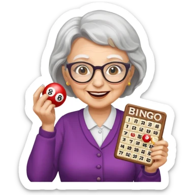 grandma playing bingo sticker