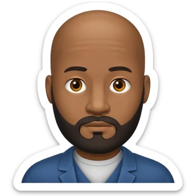 A handsome black man with a full 5 o'clock shadow beard, bald head. sticker