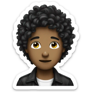 emo boy with curly hair lighter sticker