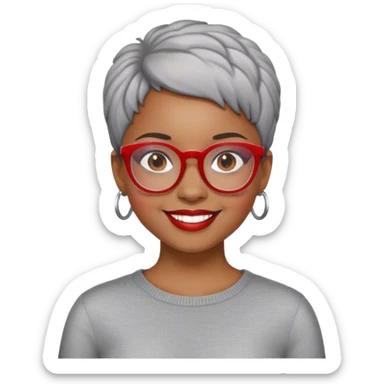Light skinned Black girl with red glasses short natural gray haircut celebrating Black history month sticker