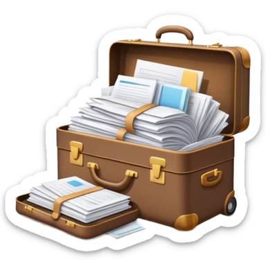 luggage bursting with a lot of documents and papers sticker