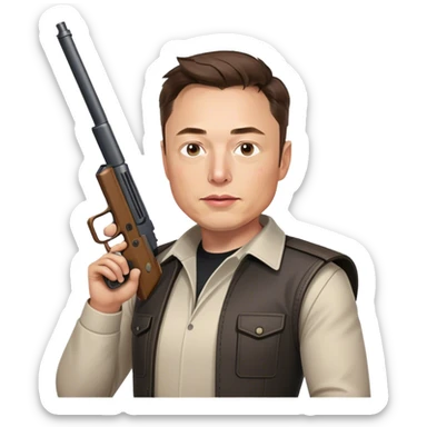 Elon musk with a gun sticker