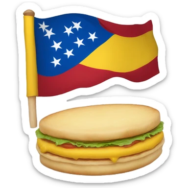 La bandera de Venezuela con una arepa  sticker