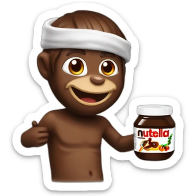 un singe qui peint un mur avec du nutella sticker
