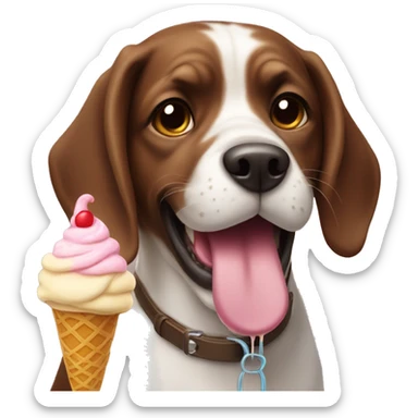 A dog with ice-cream  sticker