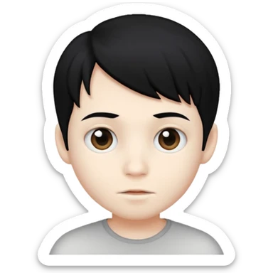very much very white skin boy with black hair sticker