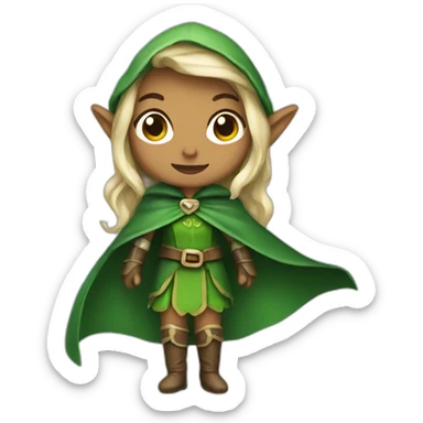 female elves with green cape sticker