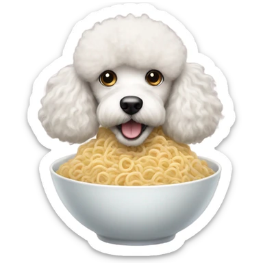 Poodle eating noodles sticker