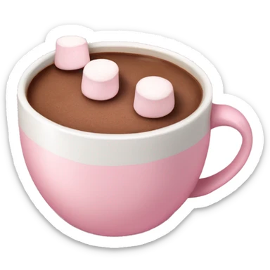 Light Pink mug of hot chocolate with marshmallows  sticker