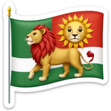 A flag with Lion & sun & green , withe & red color in the background of flag sticker