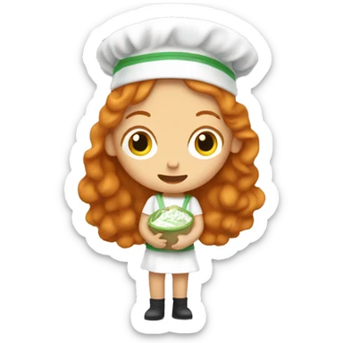 A ginger girl holding tzatziki  sticker