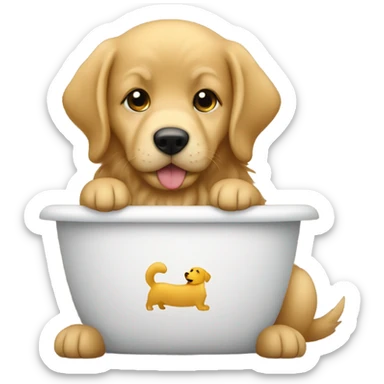 A baby sitting on a golden retriever  sticker