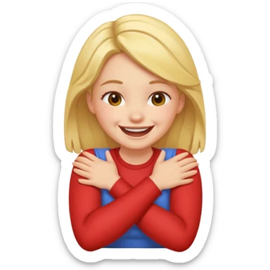 Arms crossed holding neck laughing girl sticker