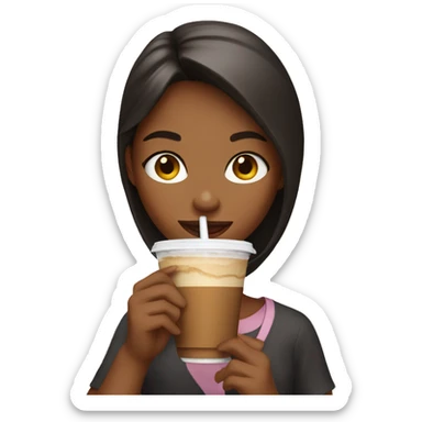 Girl sipping iced coffee sticker
