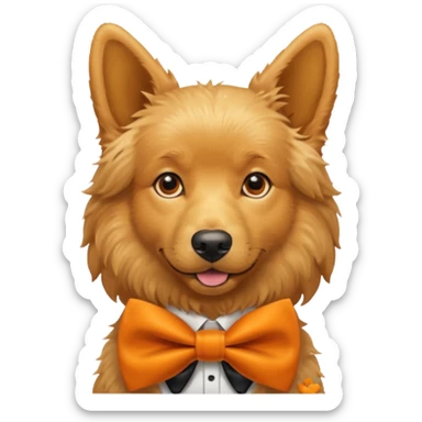 golden dog with orange bow tie sticker
