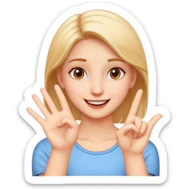 happy girl with stop hand gesture sticker