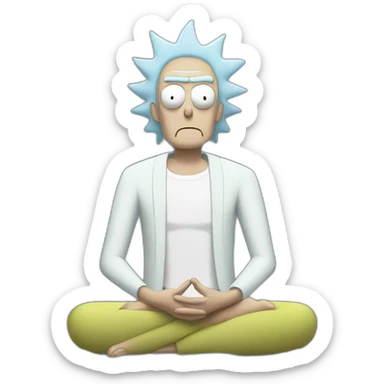 rick and morty meditating sticker