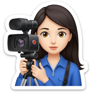 quiero crear una chica con una camara como si estuviese grabando vlog con el pelo oscuro  sticker