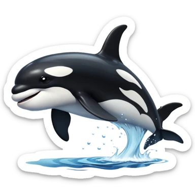 I want a realistic emoji of an orca whale leaping from the water with the moon illuminating the sky and reflecting on the sea. sticker