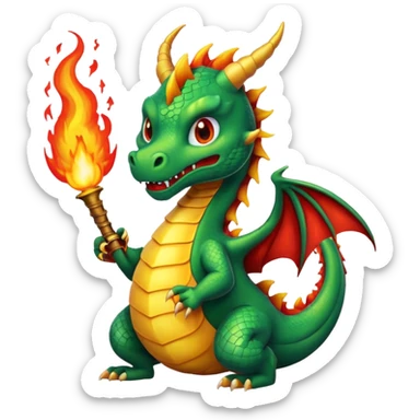 The dragon is breathing fire. sticker