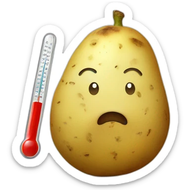 a potato with a thermometer in its mouth sticker