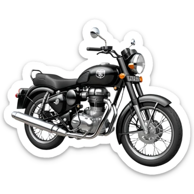 Black royal Enfield with white logo facing right side sticker