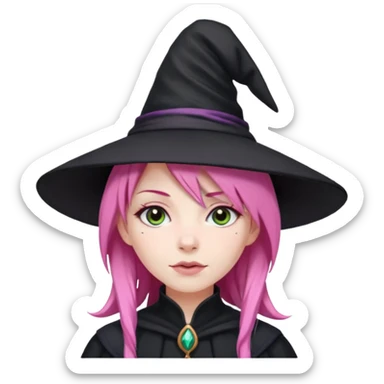 A witch with a pink hair sticker