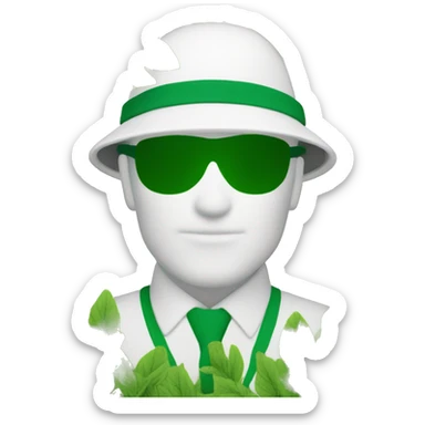 gardener pith helmet jacket white green trees  sticker