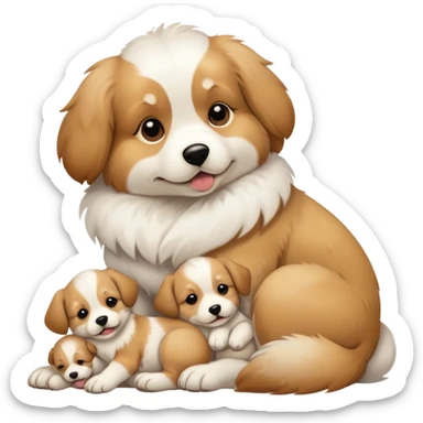 Dog nursing her puppies sticker