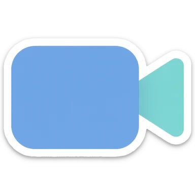 Video camera icon, flat emoji style, outline with blue and turquoise colors sticker