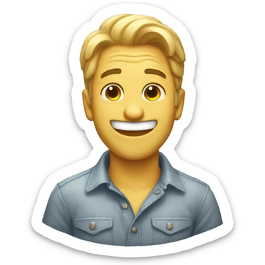 Make a man laughing like a cartoon sticker