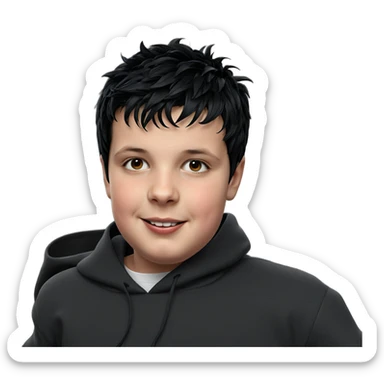 smiling boy with black hair sticker