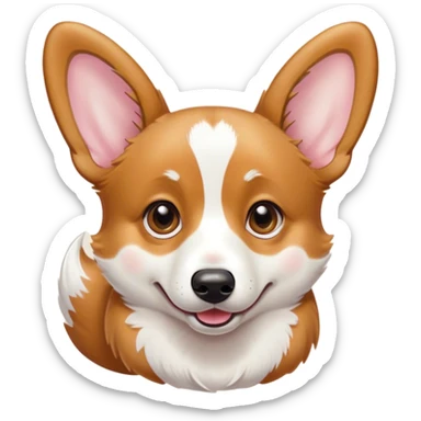 Cinematic Comical Fawn Corgi Portrait Emoji, Head tilted dramatically with an exaggeratedly shocked or offended expression, featuring a striking fawn coat with bold white patches, wide, expressive brown eyes filled with exaggerated disbelief, Simplified yet hilariously expressive features, highly detailed, glowing with a slightly sassy glow, high shine, dramatic yet playful, stylized with an air of attitude, bright and endearing, soft glowing outline, capturing the essence of a sassy and over-the-top herder, so meme-worthy it feels like it could side-eye its way into internet fame instantly! sticker