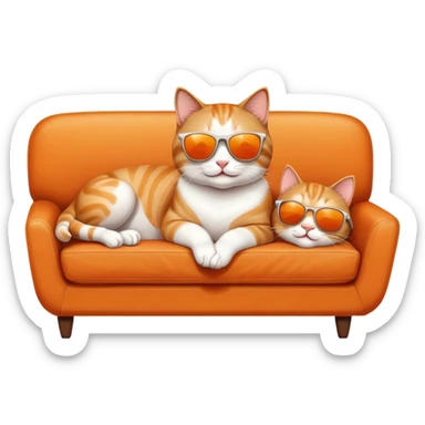 happy cat lounging on a couch wearing sunglasses sticker