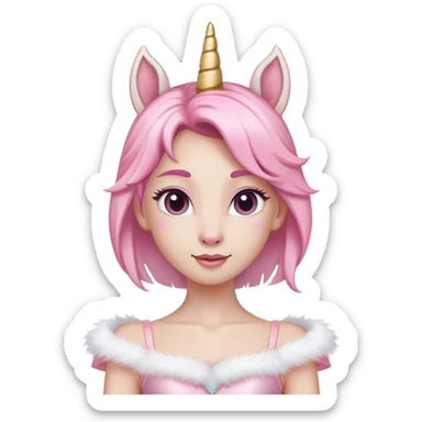 anthropomorphised female unicorn ballerina, head and shoulders, straight on, relaxed pose sticker