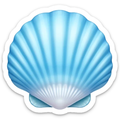 Light blue seashell emoji, pearl texture, soft gradient, smooth curves, glossy finish sticker