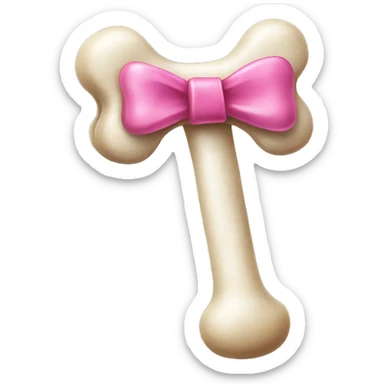 dog bone with pink bow sticker