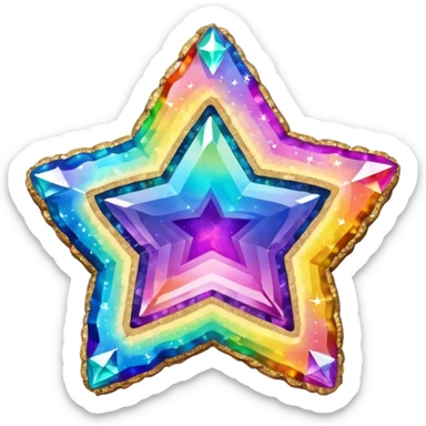 hd detailed glittering vibrant rainbow holographic star shaped geode sticker