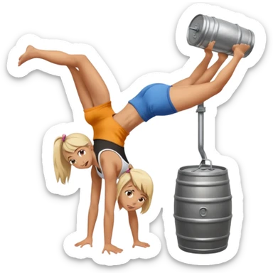 Girl doing keg stand sticker
