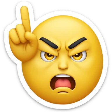 😡 but yellow instead of red and 🖕 in front on the left side of the emoji sticker