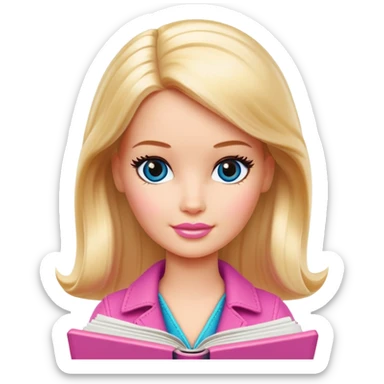 barbie writing on her journal sticker