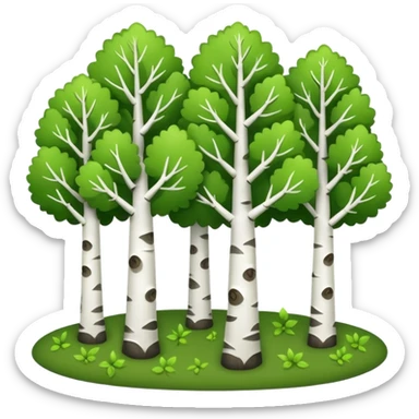 birch forest, small cute trees with a lot of leaves sticker